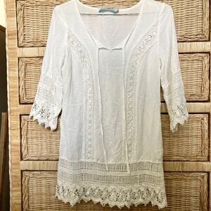 Solitaire swim white sheer cover up tunic perfect for the beach or pool size S
